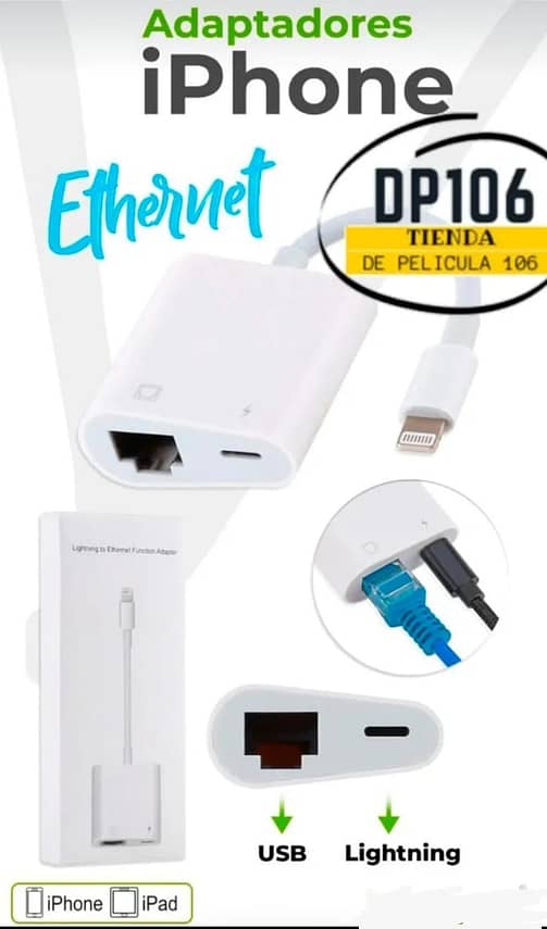 Adaptador Iphone Ethernet 4 En 1